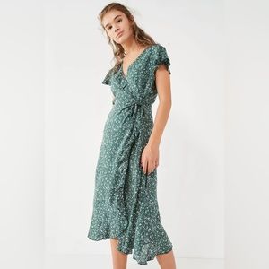 Kimchi Blue Ruffle Midi Wrap Dress Size L